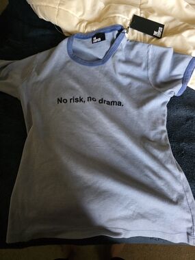 The Kooples Pale Blue Ringer Tee with Black Slogan